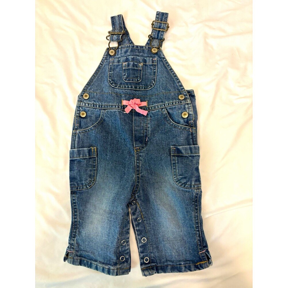 Old Navy Blue Denim Overall One-Piece Sleeveless 6-12 Months Unisex Baby